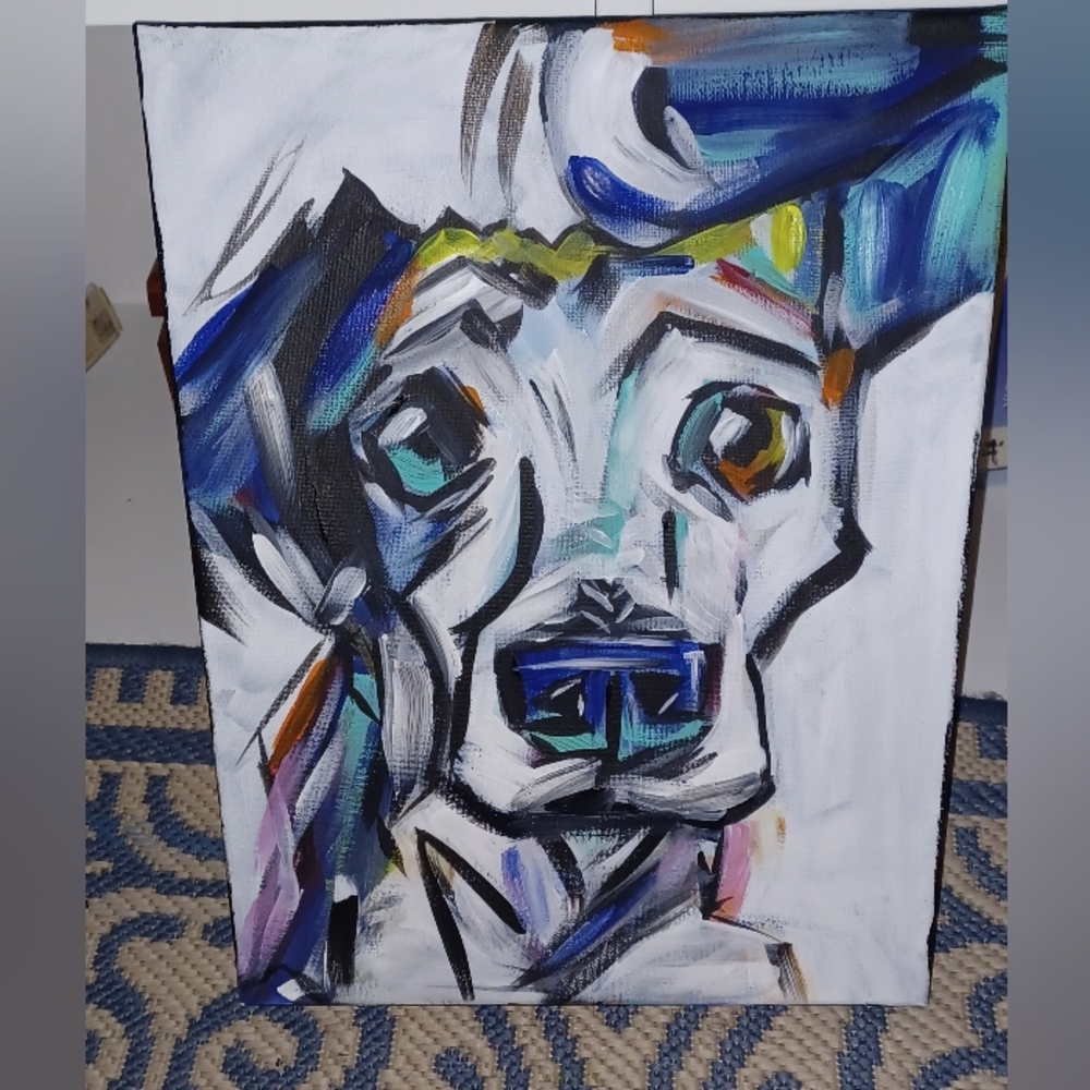 Original Acrylic Colorful Canine Abstract Art Canvas